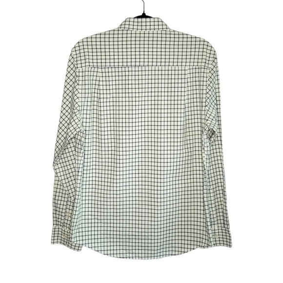 Oxbridge by Ron Bennett Modern Fit Green & Navy Plaid Button Front Shirt Size L - Picture 3 of 7